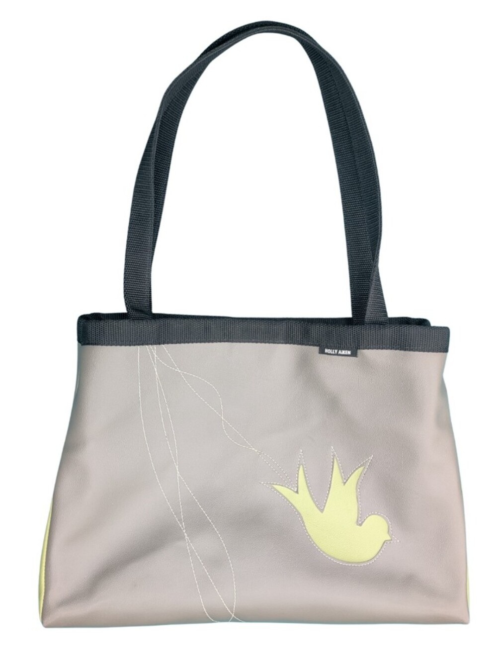 Holly Aiken Turbo Bird Tote Bag Grey Green Vinyl Handcrafted Indie Made in USA